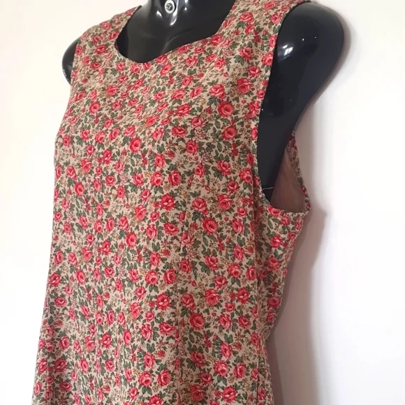 Size 12 (approx) Pink Floral Sleeveless Dress - Picture 4 of 6